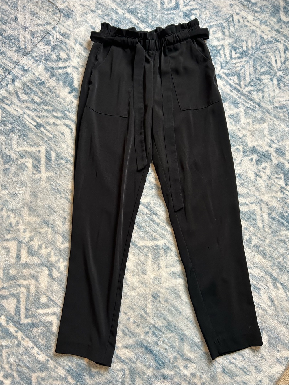Dynamite Black Paperbag Tie-Waist Trousers